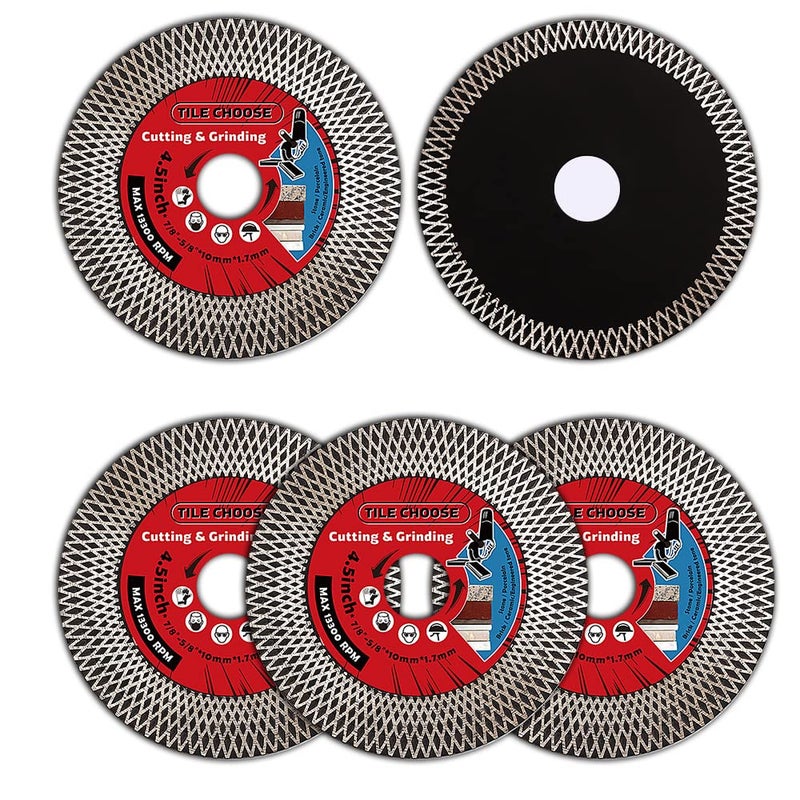 DAPRO 5Pcs/Lot 4.5" Tile Saw Blade Diamond Cutting Blade for Cutting and Grinding Porcelain Tile Granite Marble (4.5", 5) - Image 1
